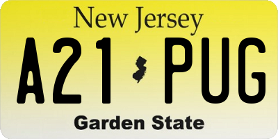 NJ license plate A21PUG