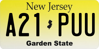 NJ license plate A21PUU