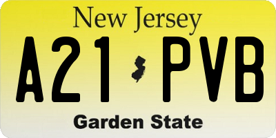 NJ license plate A21PVB