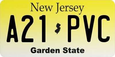 NJ license plate A21PVC