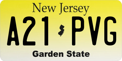 NJ license plate A21PVG