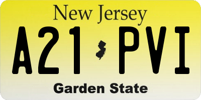 NJ license plate A21PVI