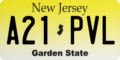 NJ license plate A21PVL