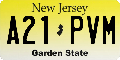NJ license plate A21PVM