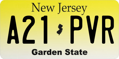 NJ license plate A21PVR