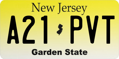 NJ license plate A21PVT