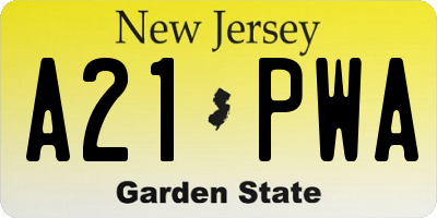 NJ license plate A21PWA