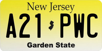 NJ license plate A21PWC