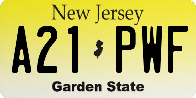 NJ license plate A21PWF