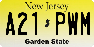 NJ license plate A21PWM