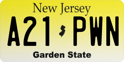 NJ license plate A21PWN
