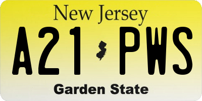 NJ license plate A21PWS