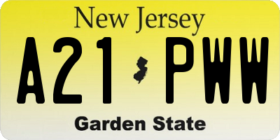 NJ license plate A21PWW
