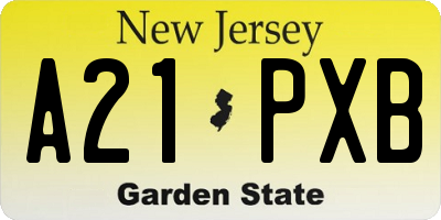 NJ license plate A21PXB