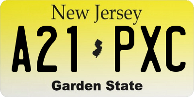 NJ license plate A21PXC
