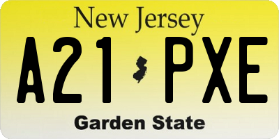 NJ license plate A21PXE