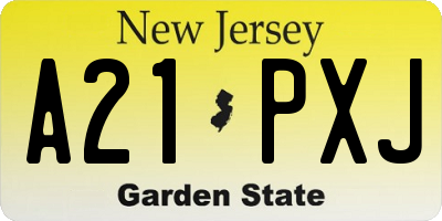 NJ license plate A21PXJ