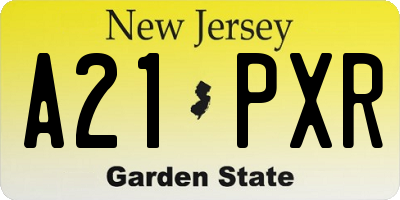 NJ license plate A21PXR