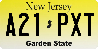 NJ license plate A21PXT