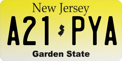 NJ license plate A21PYA