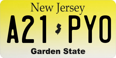 NJ license plate A21PYO