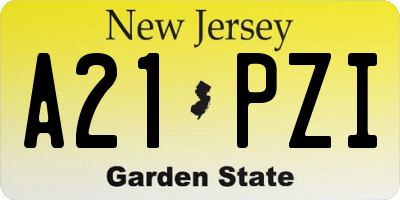 NJ license plate A21PZI