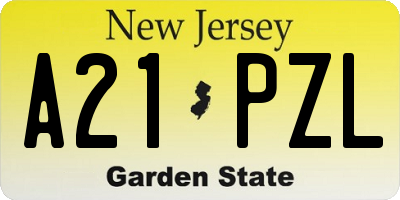 NJ license plate A21PZL