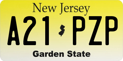 NJ license plate A21PZP