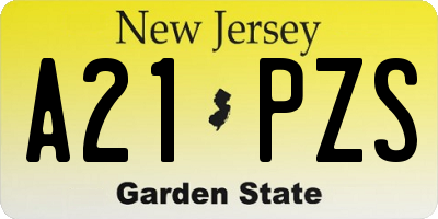 NJ license plate A21PZS