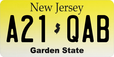 NJ license plate A21QAB