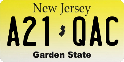 NJ license plate A21QAC