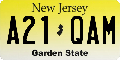 NJ license plate A21QAM
