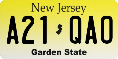 NJ license plate A21QAO