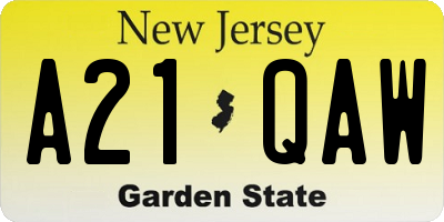 NJ license plate A21QAW