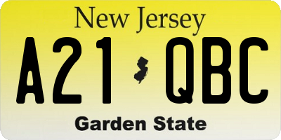 NJ license plate A21QBC