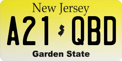 NJ license plate A21QBD