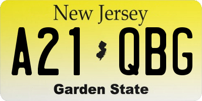 NJ license plate A21QBG