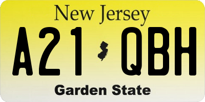 NJ license plate A21QBH