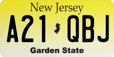 NJ license plate A21QBJ