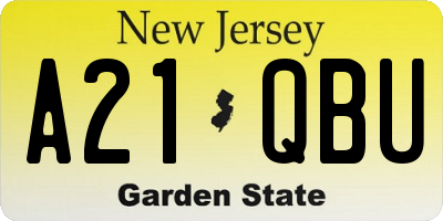 NJ license plate A21QBU