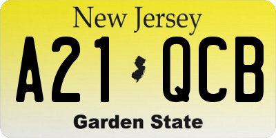 NJ license plate A21QCB