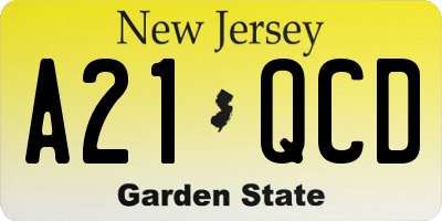 NJ license plate A21QCD