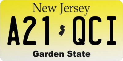 NJ license plate A21QCI