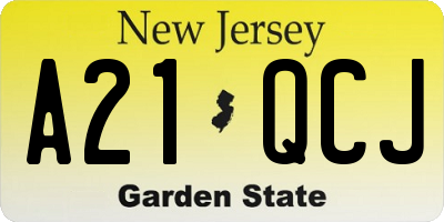 NJ license plate A21QCJ