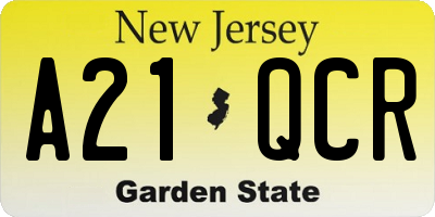 NJ license plate A21QCR
