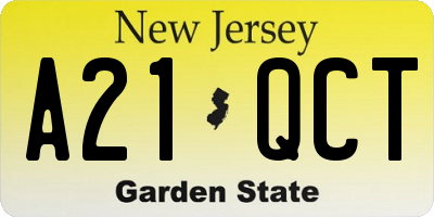 NJ license plate A21QCT