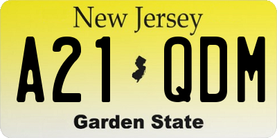 NJ license plate A21QDM