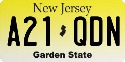NJ license plate A21QDN