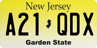 NJ license plate A21QDX
