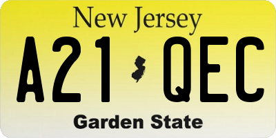 NJ license plate A21QEC